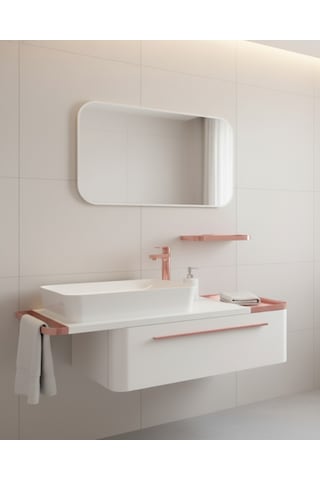 Creavit Angel Lavabo Dolabı 120 Cm Beyaz Bakır Ve Led Ayna Beyaz