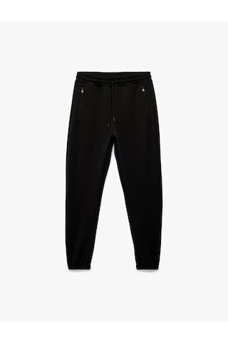 Koton Straight Fit Beli Bağcıklı Jogger Erkek Eşofman Altı 6wam40029nk Siyah