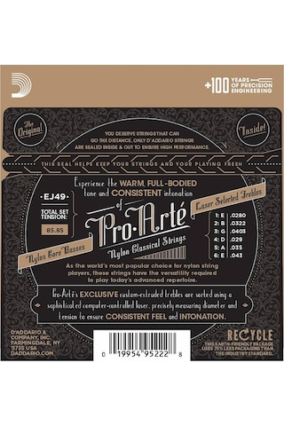 D'addario Ej49 Pro Arte Black Nylon Normal Tansıon Gitar Tel Seti
