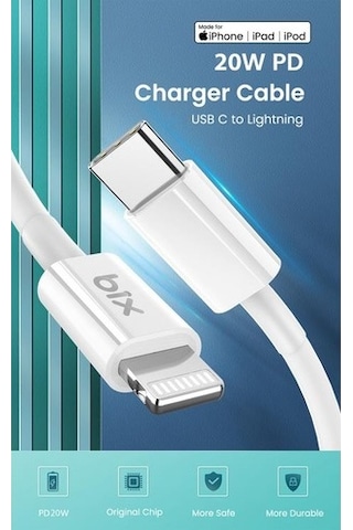 Bix BX-IP02UC Type-C to Lightning iPhone / Apple Uyumlu iPad Data ve Şarj Kablosu Beyaz 1 Metre