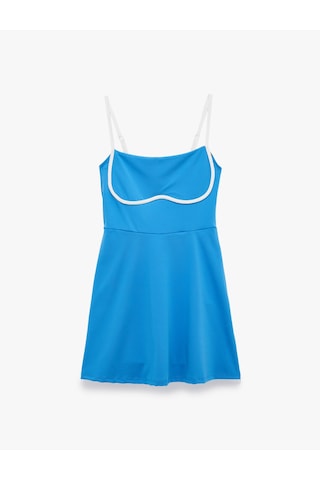 Koton Slim Fit İp Askılı Biyeli Mini Spor Elbise Mavi 6sak30239nk