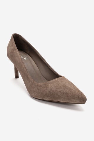 Luvi Shoes Clyde Vizon Süet Hakiki Deri Kadın Topuklu Ayakkabı