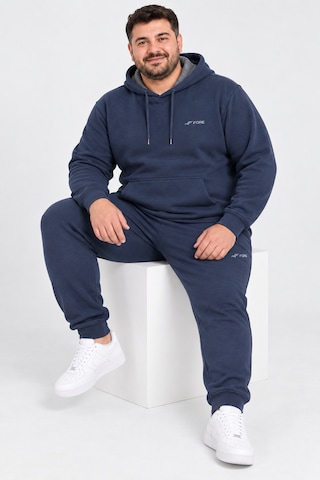 Fore Sport Erkek Kapüşonlu 3 İplik Şardonlu Battal Boy Eşofman Takımı Lacivert