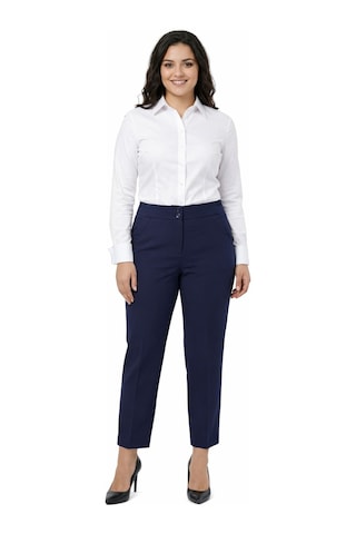 Kübra Kadın Kumaş Bilek Pantolon Bel Yarım Lastikli Bgl-st05389 Lacivert