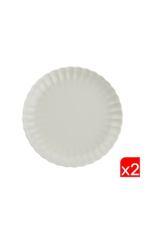 Kütahya Porselen Bone Luz Krem Pasta Tabağı 21cm 2 Li Çok Renkli
