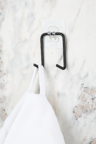 MultiStore Yapışkanlı Çift Kancalı Banyo Mutfak Askısı Metal Askılık Duvar Askı Organizer Siyah