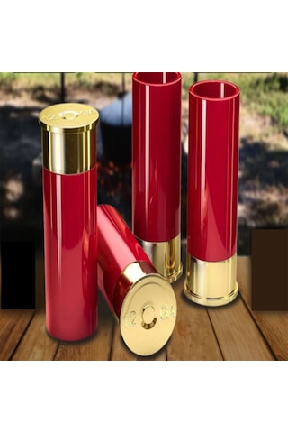 Kangvka 12 Kalibre Mermi Şeklinde 4'lü 50 Ml Whiskey Bardağı Seti - Askeri, Avcı Ve Outdoor Enthusiastlar İçin Dayanıklı Abs Ve Bronz Kaplama - Hediye Kutusuyla Kırmızı