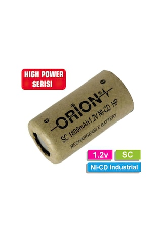 Orion High Power Serisi 1800 mAh 1.2 V SC Boy Ni-CD Industrial Şarj Edilebilir Pil
