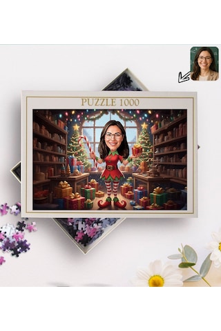 Bk Gift Kişiye Özel Kadın Yılbaşı Karikatür Tasarımlı 1000 Parça Profesyonel Puzzle-1, 1000 Puzzle, Yeni Yıl Hediyesi, Yılbaşı Hediyesi Kobitmeyencom3