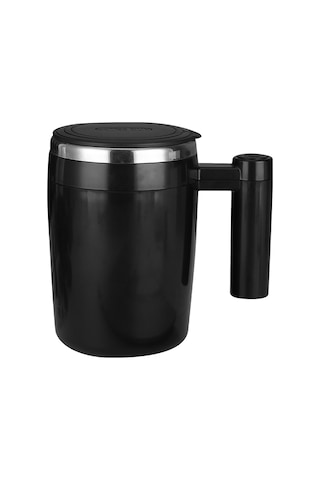 Neevoyu 380ml Siyah Otomatik Karıştırıcı Bardak, 304 Çelik, Mıknatıs Şarjlı, Kapaklı, Kahve-milk-protein İçin Ev-ofis-outdoor Siyah