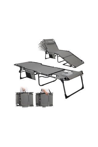 Kingcamp Magnolia B10 Hands-free Premium 7 Kademeli Katlanır Şezlong Grey Gri