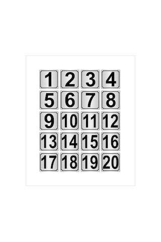 Metal Kapı,masa,dolap Numarası 4cmx4cm 20 Adet (1…20) Gümüş Renk Metal Metal Kapı,masa,dolap Numarası 4cmx4cm 20 Adet (1…20) Gümüş Renk Metal