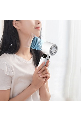 Springsun S3213 Folding Cooling Fan Pink - 3 Speed Levels, 90 Adjustment, 3600mah Battery, Phone Holder Base & Battery Display Pembe