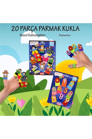 2 Set - 20 Parça Tox Masal Kahramanları Ve Rakamlar Parmak Kukla