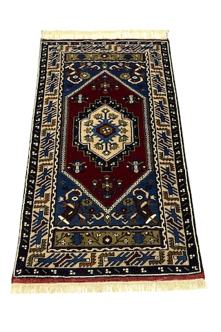 El Dokuma Sıfır Yahyalı Halısı 78x130 Kök Boya Yün Küçük Halı