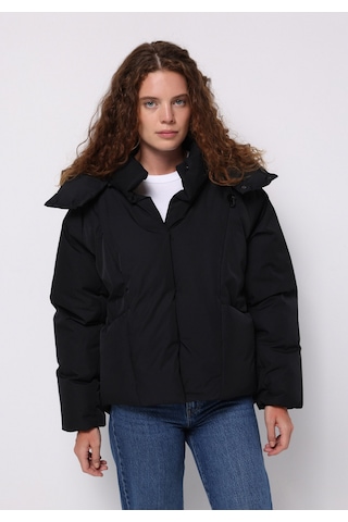 Colins Regular Fit Kapüşonlu Fermuarlı Astarlı Çıkarılabilir Kapüşonlu Kadın Siyah Mont Cl1076422 Q1.v1 Blk Siyah