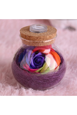 Geeroyoo Mor Renkli Sonsuz Gül Işıklı Sandık, Uzaktan Kumandalı Rgb Led, Ev Dekorasyonu, Romantik Hediye Mor