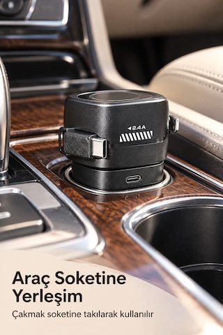 Kendinden Kablolu Hızlı Araç Şarj Cihazı Usb Ve Type C Çıkışlı Aklby-bsva58