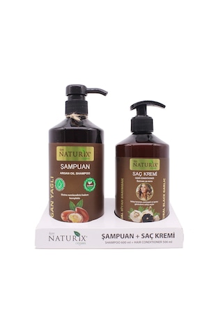 Naturix Tuzsuz Argan Şampuan 600 ML + Siyah Sarımsak Saç Kremi