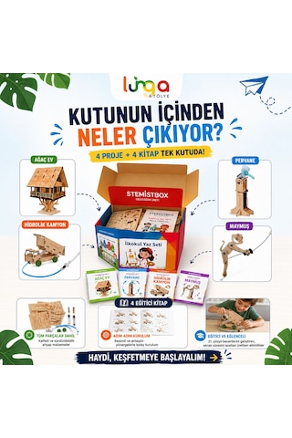 Stemist Box İlkokul Yaz Seti - 4'lü Ahşap Stem Eğitim Seti - Aktivite Kutusu 4'lü Set