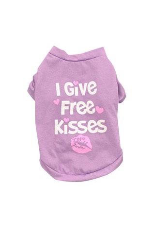 Köpek İçin Lila Renk I Give Free Kisses Baskılı Sweat Pet Kıyafeti
