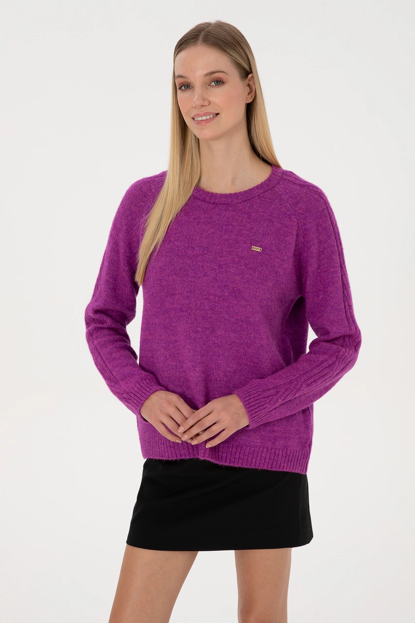 U.S. Polo Assn. Kadın Menekşe Bisiklet Yaka Kazak 50310106-VR037