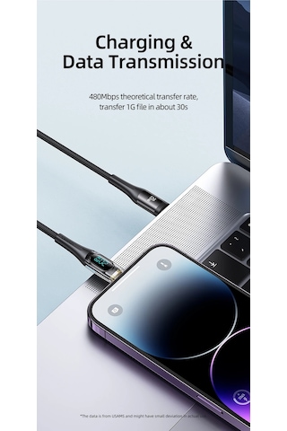 Usams Sj589 20 W Typec To Lightning Dijital Ekran Örgü 2 M