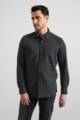 Süvari Antrasit Slim Düğmeli Yaka Manşetli Casual Gömlek Gm2025500500-s08 Antrasit