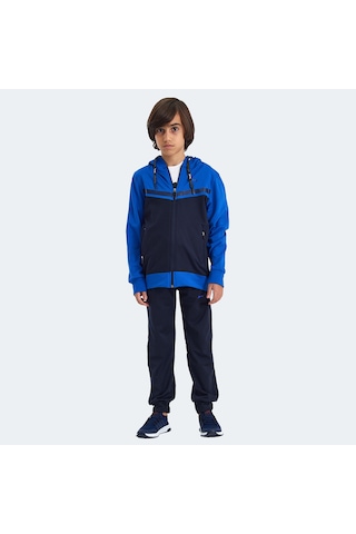 Slazenger NOON Çocuk Fermuarlı Kapüşonlu Cepli Lacivert / Saks Mavi Eşofman Takımı