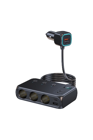 Honmex Siyah Araç Şarj Aleti 3 Sigara Çakmaklı + 6 Usb Pd30w+qc3.0 171w, Bağımsız Anahtarlar, Gerilim Göstergesi, 12-24v Evrensel