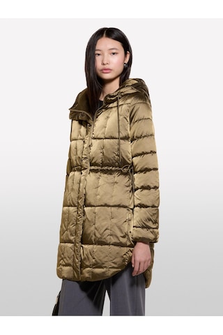 Sisley Kapüşonlu Beli Büzgülü Gizli Fermuar Kapamalı Mont Kadın Haki Mont - 324a2e3xln052