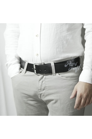 Hakiki Manda Derisi Erkek Kemer 4,5 Cm Siyah Kot Pantolon Kemer Siyah