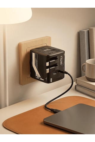 40w Gan Hızlı Şarj Adaptörü Dahili Lightning Ve Type-c Kablolu Şarj Başlığı 2xusb-c Pd40w Şarj Aleti