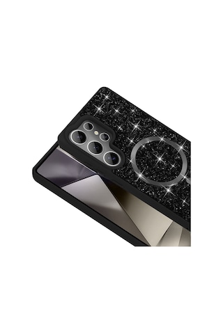Nihcase Samsung Uyumlu Galaxy S25 Ultra Kılıf Glitter Mozaik Magsafeli Taşlı Pırlanta Kapak