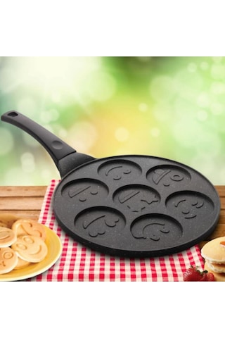 Eda Granit Pankek Tava 28 Cm Gülen Yüz Emojili Pankek Tavası Diğer