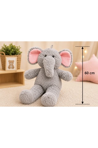 Fil Peluş 60 Cm Açık Gri