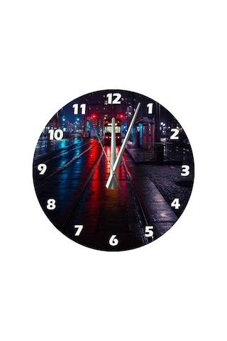 Ti-play Gece Treni Yalnızlık 30x30cm Akrilik Dekoratif Modern Duvar Saati ÇOk Renkli