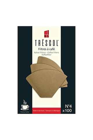 Trescol Kahve Filtresi, Naturel Kağıt, 4 Numara, Büyük Boy, 100'lü Paket