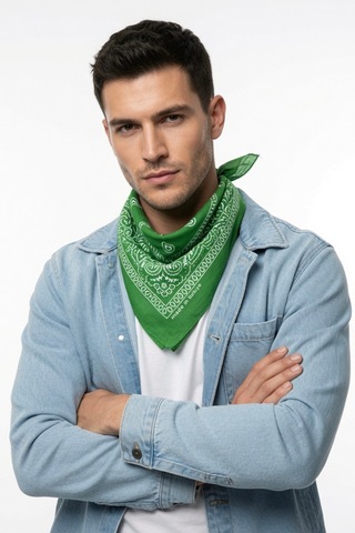 Mollycrush Unisex Yeşil Şal Desenli Fular Günlük Saç Aksesuarı, Boyunluk Ve Outdoor Bandana Yeşil