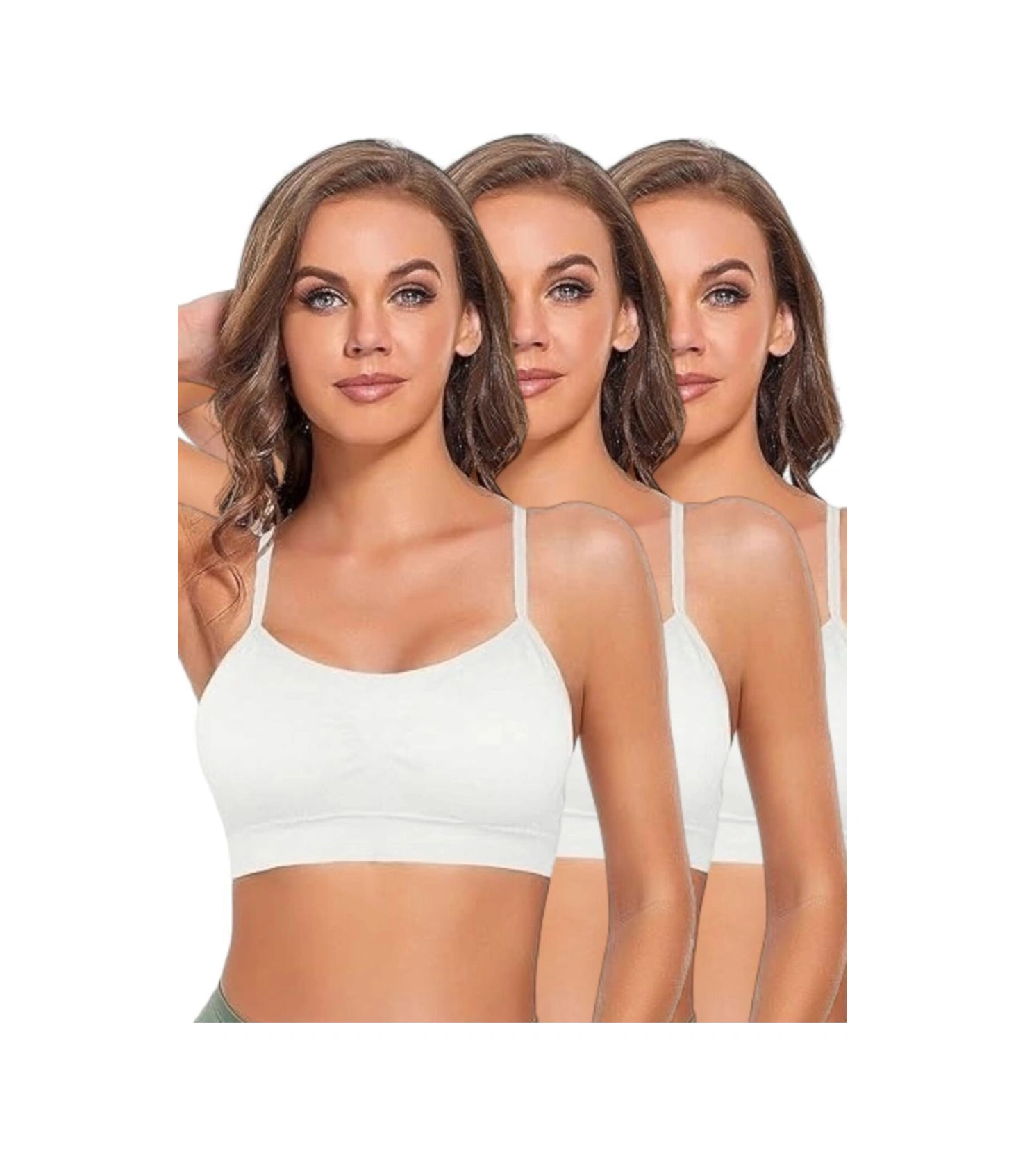 Tezzgelsin Kadın İnce Askılı Pedli Büstiyer Sütyen 3 Adet Beyaz