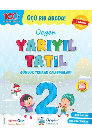 Üçgen 2.sınıf Yarıyıl Tatil Kitabı 2023-2024 1.dönem Konularını Kapsar