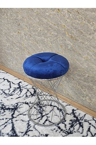 Yuvarlak Krom Kaplama Puf Oturak - Bench - Ayak Ucu Oturak - Tabu Çok Renki