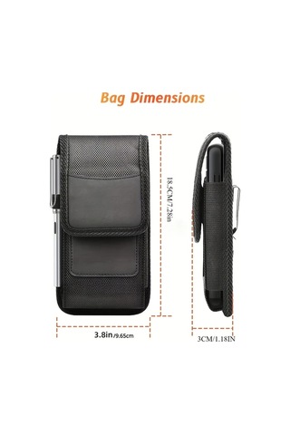 Fochsia İphone 15 İçin Siyah Evrensel Dikey Telefon Bel Klipsi Kılıfı Kart Yuvası 5.5-6.9 İnç