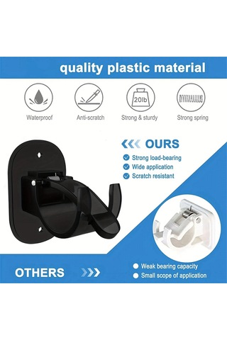 Adet Perde Çubuğu Braketi Delme Gerektirmeyen Perde Çubuğu Tutucuları, B Şeffaf