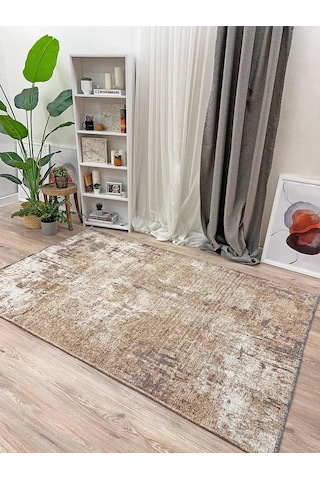 Beyaz Bej Çift Taraflı Modern Yıkanabilir Antibakteriyel Halı - Yo10407b Beyaz - Bej