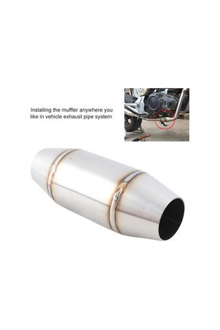 Geeroyoo Motorsiklet Gümüş Paslanmaz Çelik Ekzos Sistemi - 35mm Genişlik, Dönüş Basıncı, Güç Artırıcı, Ses Azaltıcı, Evvela Yüksek Performans