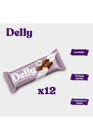 Delly Beyaz Çikolata & Kurabiye Aromalı Yüksek Proteinli Bar 12 x 40 G
