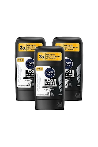 Nivea Black & White 48 Saat Invisible Original Erkek Stick Deodorant 3 x 50 ML