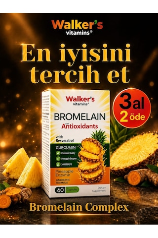 Walker's Vitamin Bromelain 1500 MG Takviye Edici Gıda 60 Kapsül