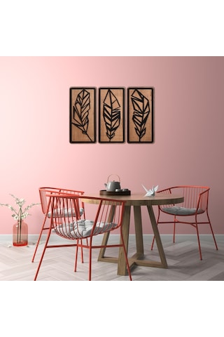 3 Parça Tüy Dekoratif Ahşap Duvar Tablosu – Madamvila